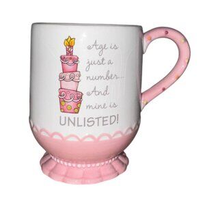 Birthday Cake Theme Pink & White Ceramic Mug "Age Is Just A Number